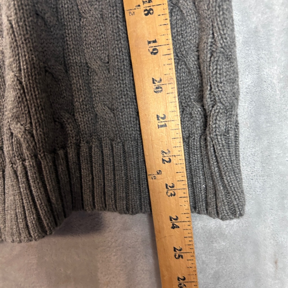 Polo Ralph Lauren Sweater Grey Cable Knit Cotton Red Pony Logo Mens Medium - Picture 5 of 9